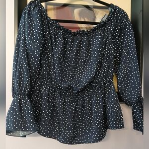 SHEIN PEPLUM OFF POLKA DOT BLOUSE.